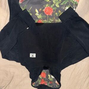 Black Hoodie with Floral Lining
